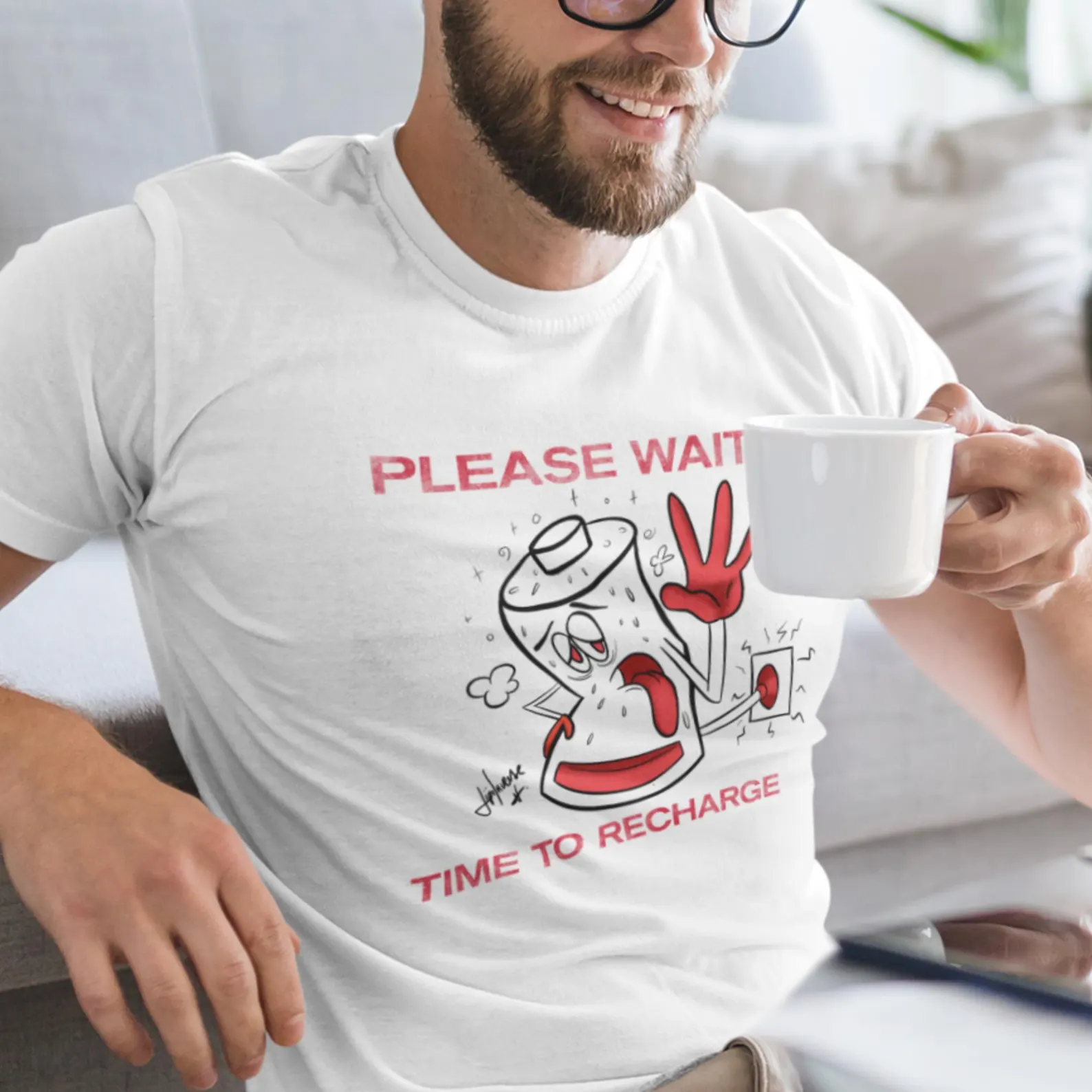 Social Battery Recharge T-Shirt - Imagen 3